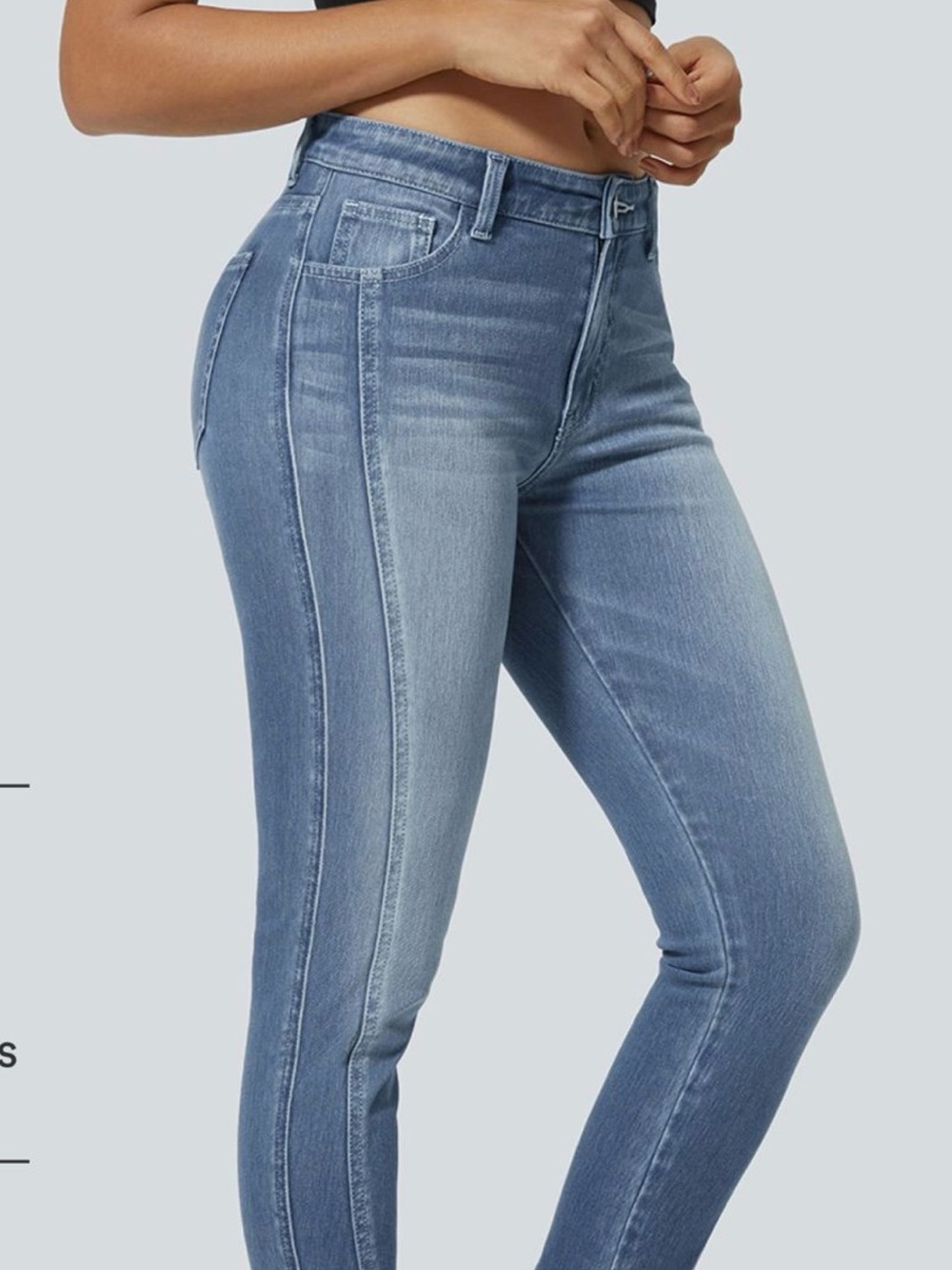 HALARA Two-Tone Light and Medium Blue Skinny Jeans